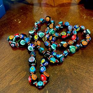 Vintage Murano Millefiori Necklace and earring set.